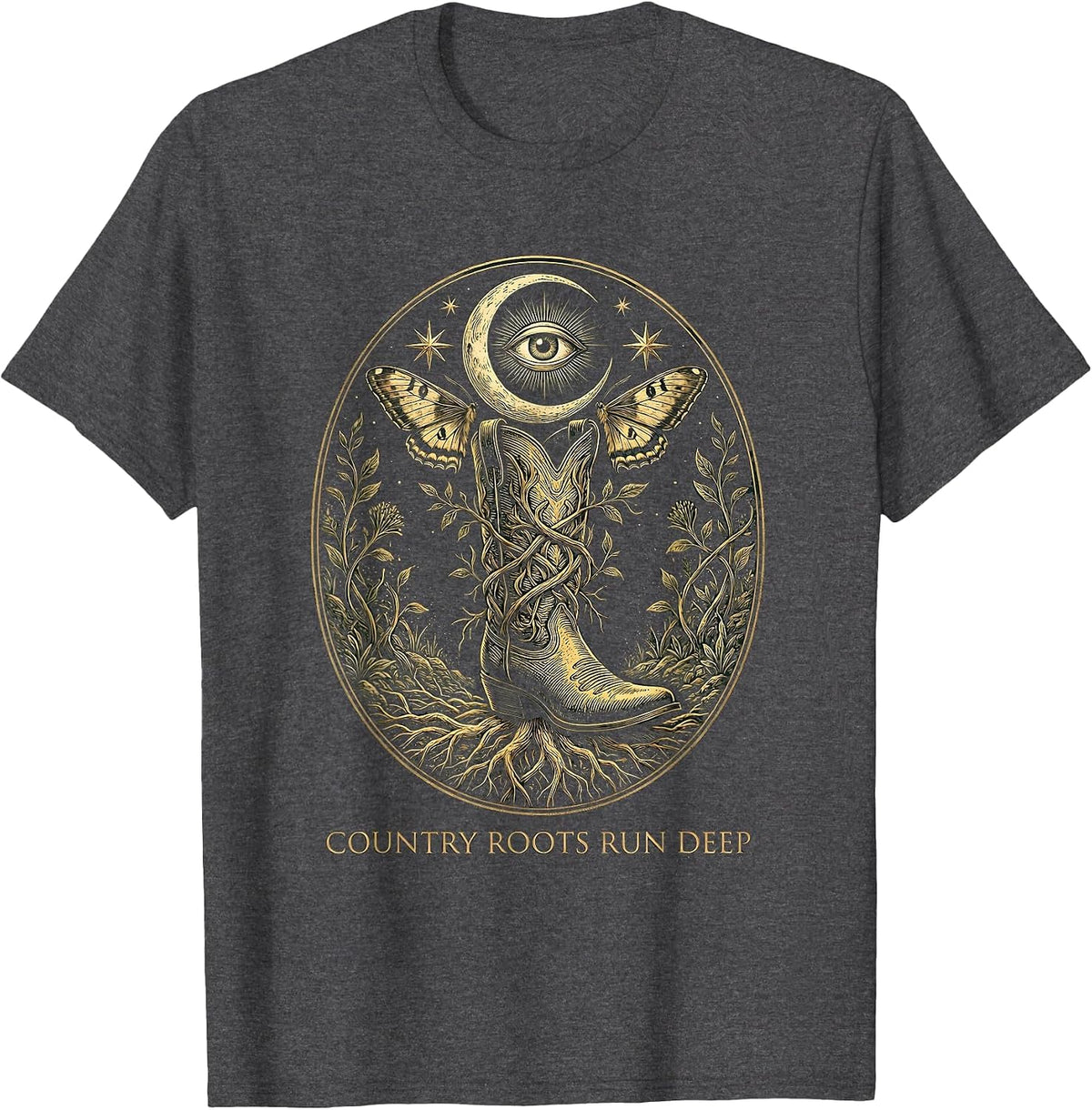 Country Roots Run Deep Western Girls Design T-Shirt - Dark Heather Grey
