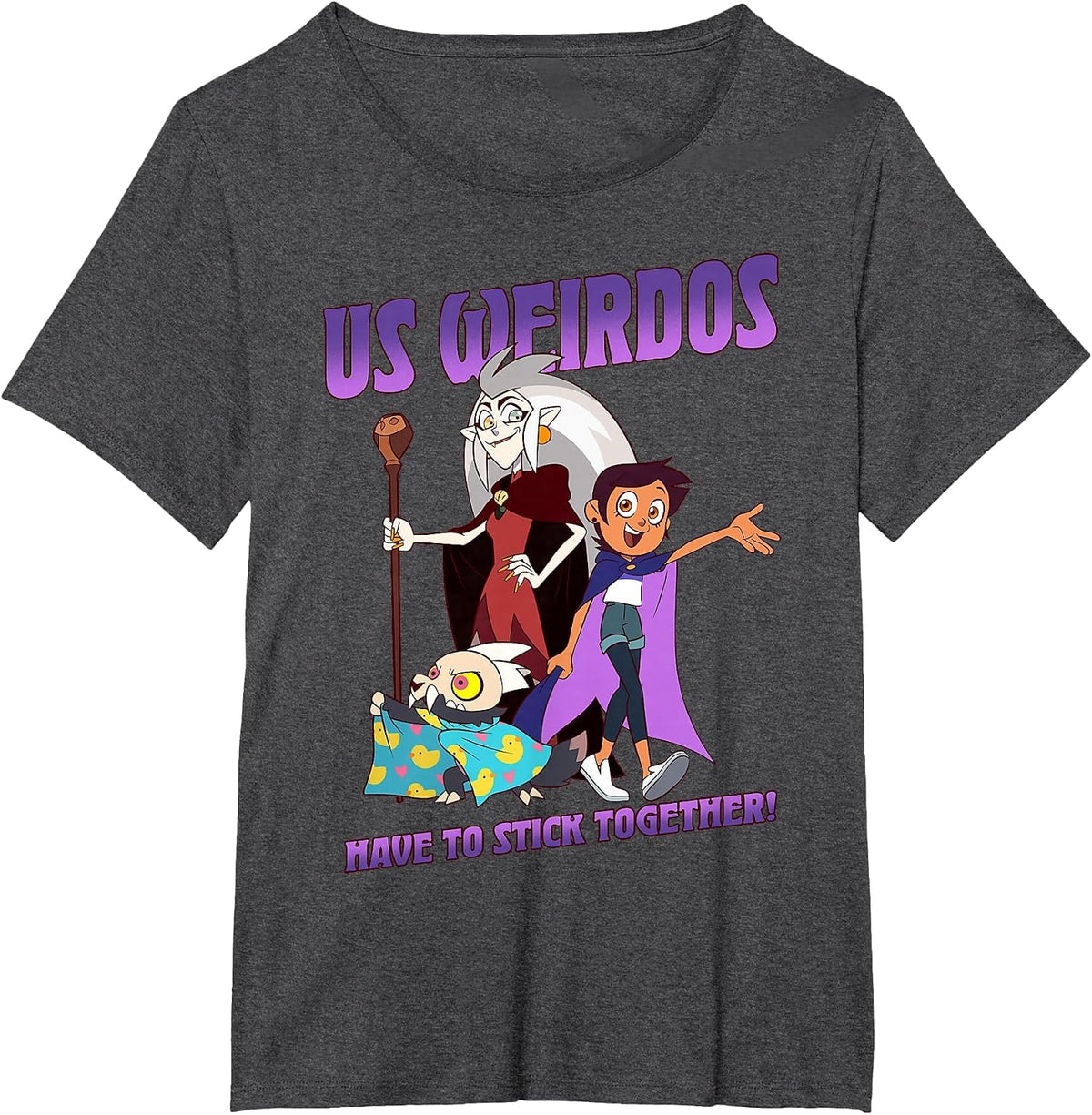 Disney The Owl House Us Weirdos Stick Together Group T-Shirt - Dark Heather Grey