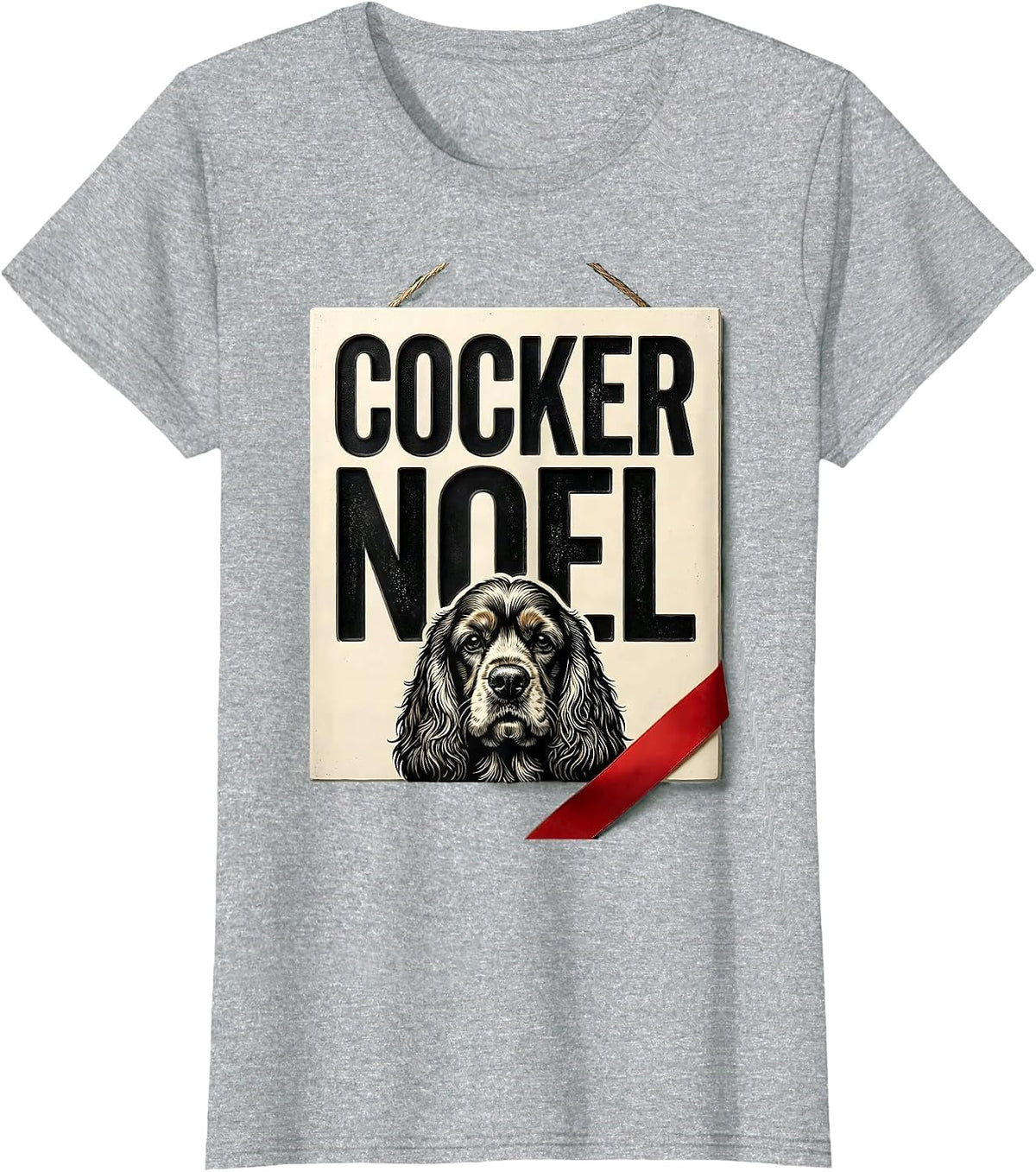 Cocker Noel Funny Cocker Spaniel Christmas Dog Lover Gift T-Shirt - Heather Grey