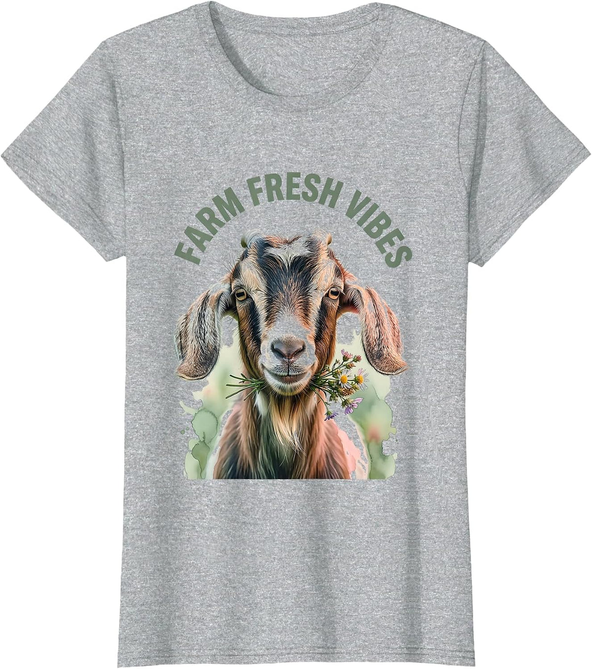 Farm Fresh Vibes Goat Lover Graphic Design T-Shirt - Heather Grey