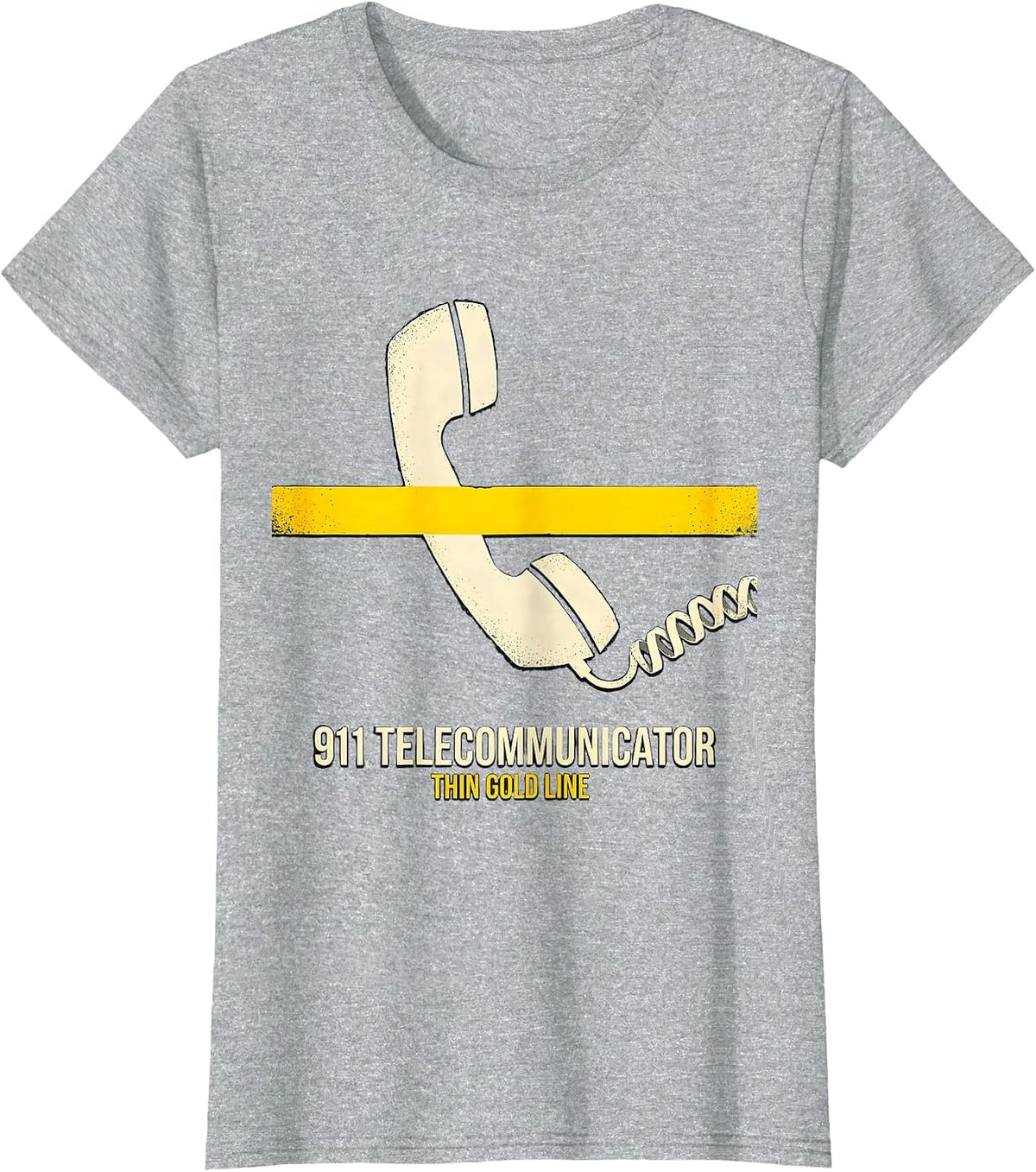 Women's 911 Telecommunicator Thin Gold Line Tribute Dispatcher Gift T-Shirt - Heather Grey