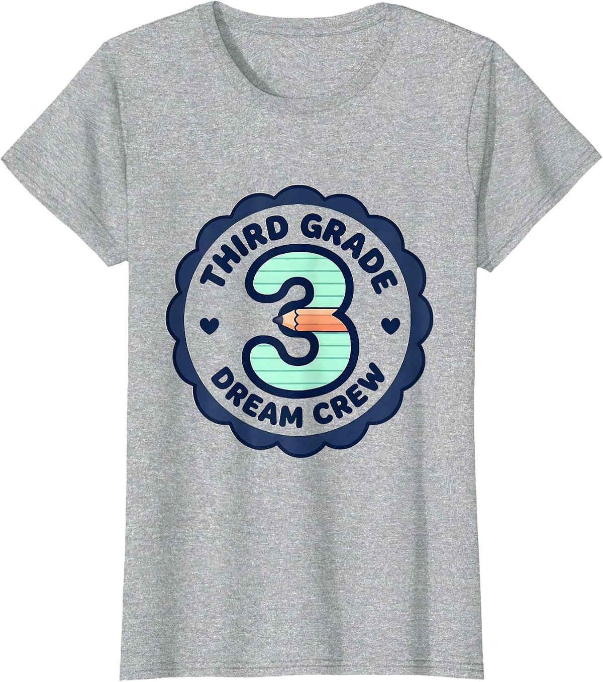 Third Grade Dream Crew Cute Kawaii Back To School Teacher T-Shirt - Heather Grey