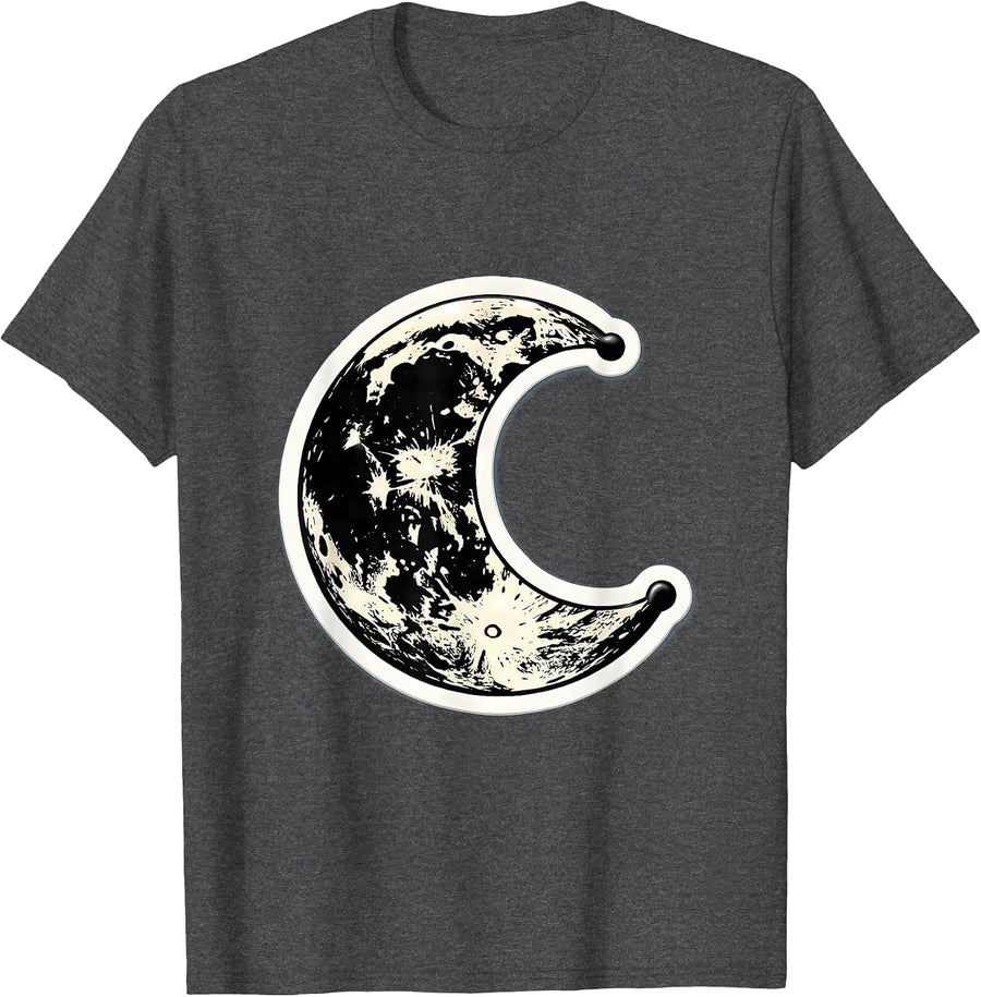 Men's Cow Print Crescent Moon Graphic Design T-Shirt - Dark Heather Grey