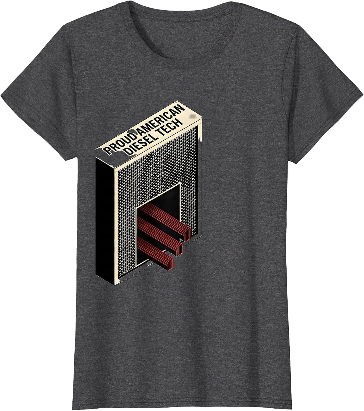 Women's Proud American Diesel Tech Patriotic Diesel Tech Gift T-Shirt - Dark Heather Grey