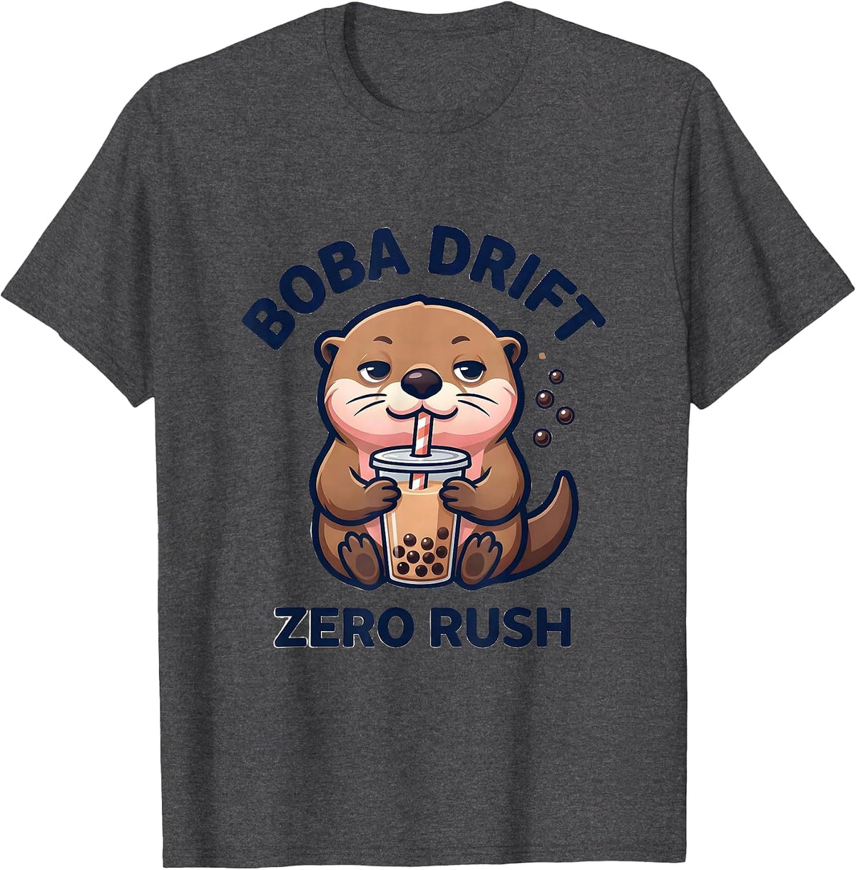 Boba Drift Zero Rush Kawaii Anime Otter Boba Tea Lover T-Shirt - Dark Heather Grey