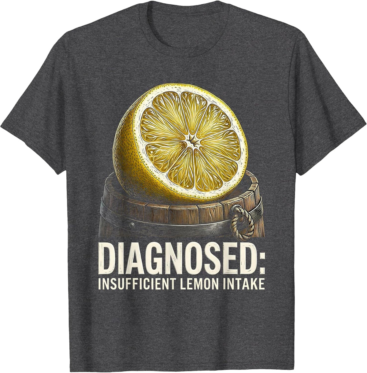 Men's Diagnosed: Insufficient Lemon Intake Funny Pirate Dad Humor T-Shirt - Dark Heather Grey
