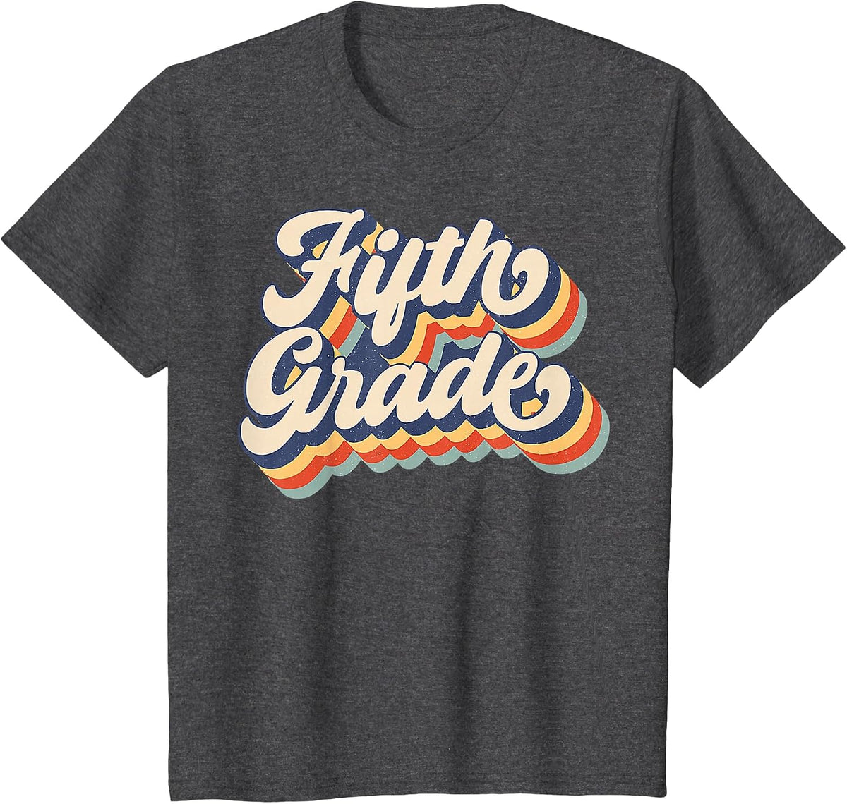 Retro Sunset Fifth Grade Teacher & Student Back to School T-Shirt - Dark Heather Grey