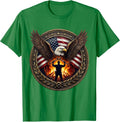 Men's Steel Mill Worker Silhouette Patriotic Fire Art T-Shirt - Kelly Green