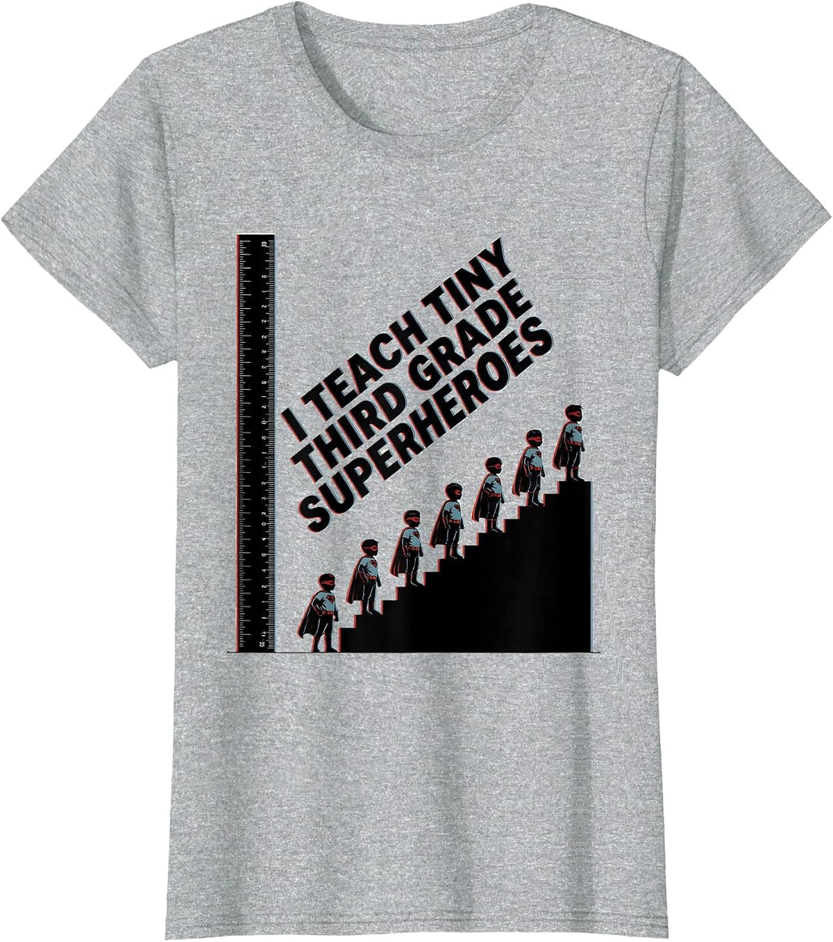 Women's I Teach Tiny Third Grade Superheroes Funny Teacher Gift T-Shirt - Heather Grey
