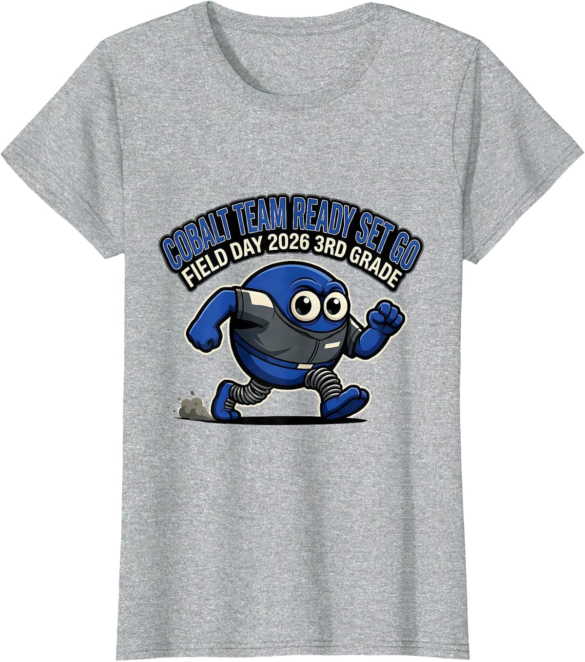 COBALT TEAM READY SET GO FIELD DAY 2026 3RD GRADE School T-Shirt - Heather Grey