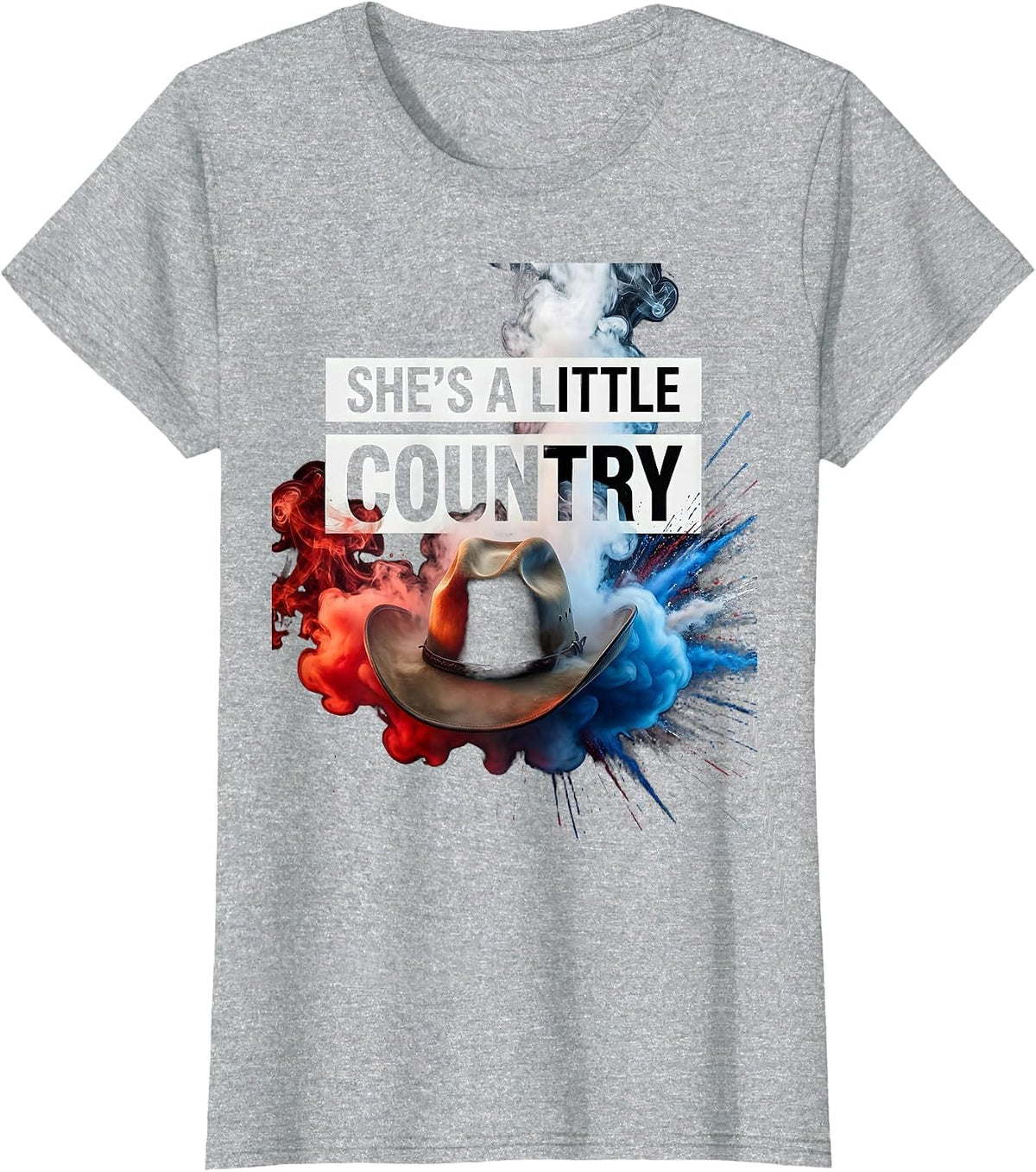 She's a Little Country Girls Western Design T-Shirt - Heather Grey