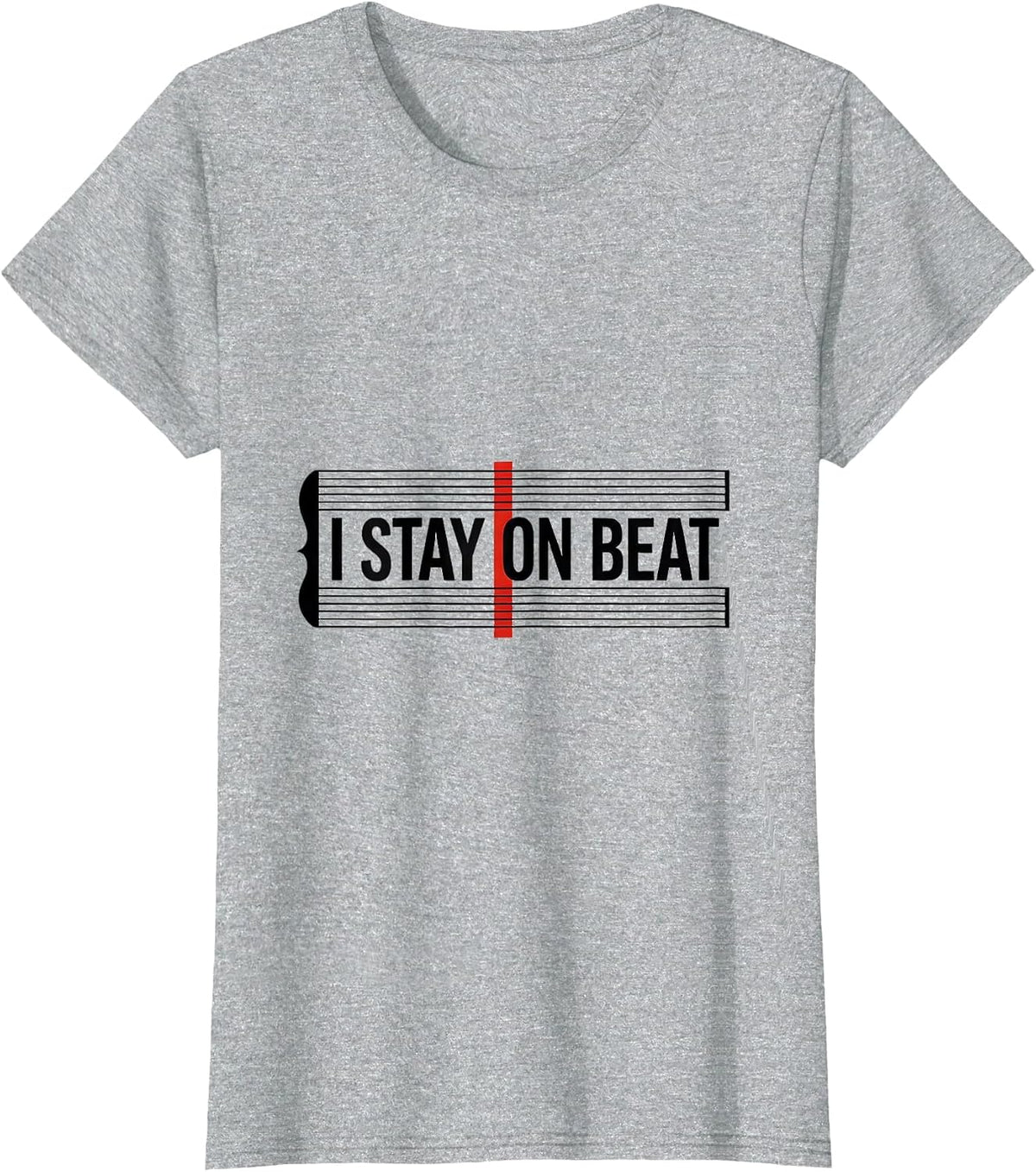 Women's I Stay On Beat Funny Music Lover Musician Pianist Gift T-Shirt - Heather Grey