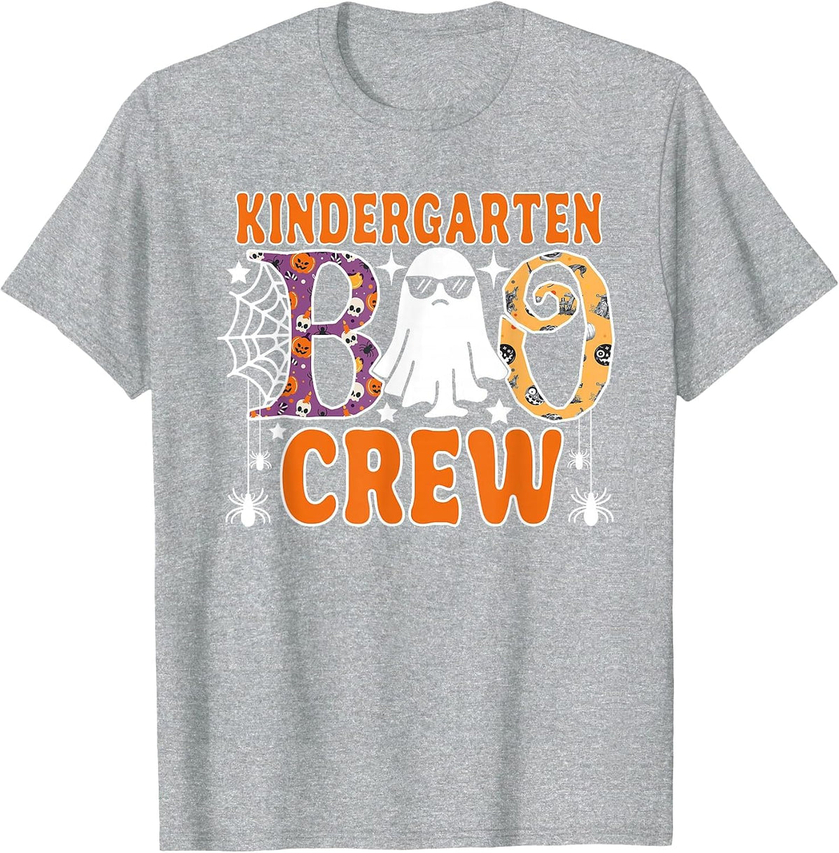 Kindergarten Boo Crew Funny Halloween Teachers Students T-Shirt - Heather Grey