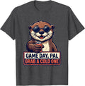 Men's Game Day, Pal Grab A Cold One Funny Otter Mascot Sunglasses T-Shirt - Dark Heather Grey