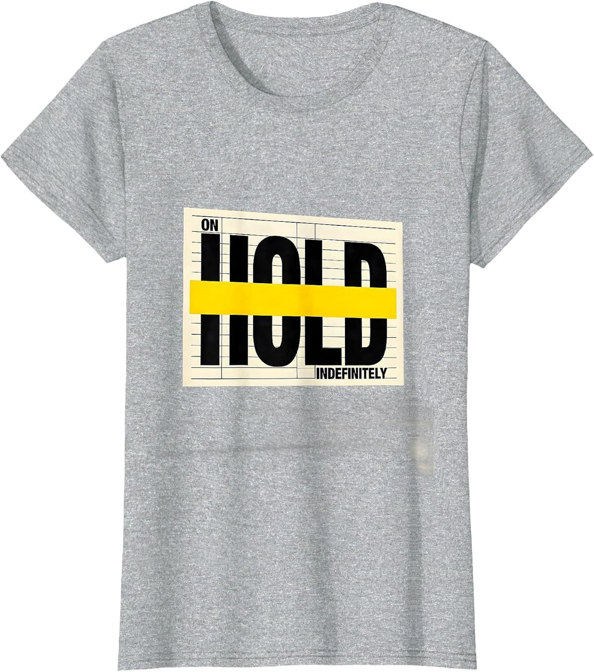 On Hold Indefinitely Stencil-Cut Librarian Book Ban Protest T-Shirt - Heather Grey