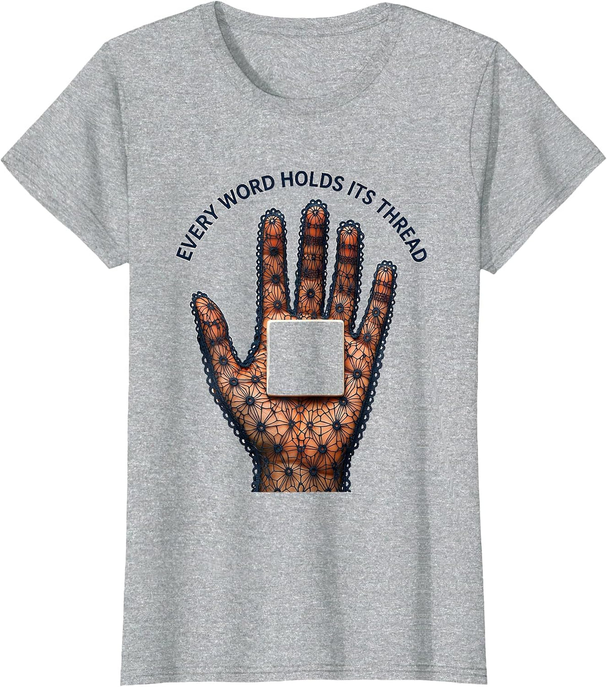 Women's Every Word Holds Its Thread Lace Cutwork Speech Language T-Shirt - Heather Grey