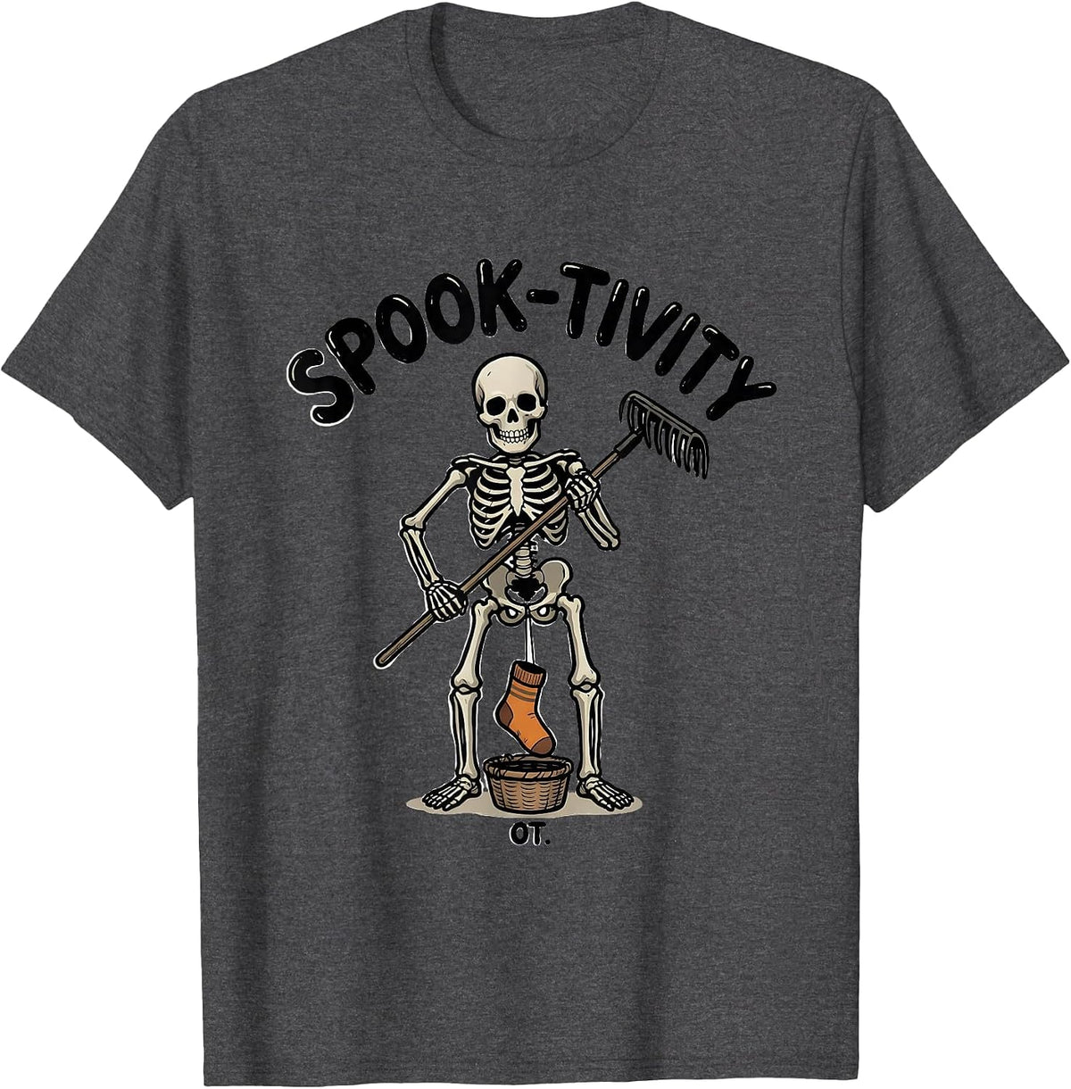 Spook-tivity OT Hand-Sketched Occupational Therapy Halloween T-Shirt - Dark Heather Grey
