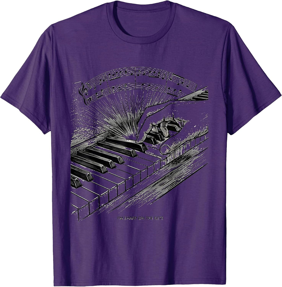 I'm Sharp On The Keys Funny Pianist Keyboard Player Humor T-Shirt - Purple