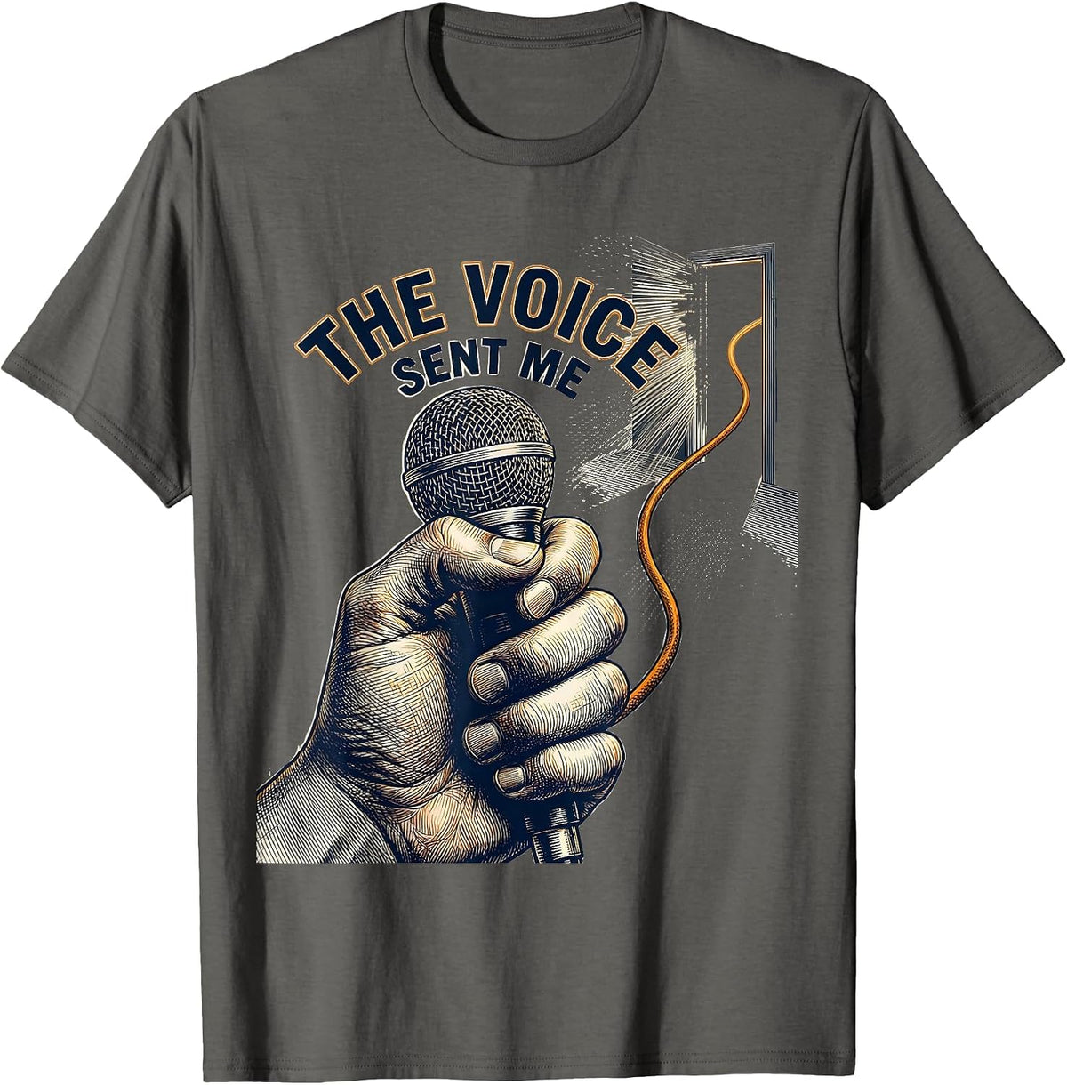 The Voice Sent Me Crosshatch Etching 911 Dispatcher Thin T-Shirt - Asphalt Grey