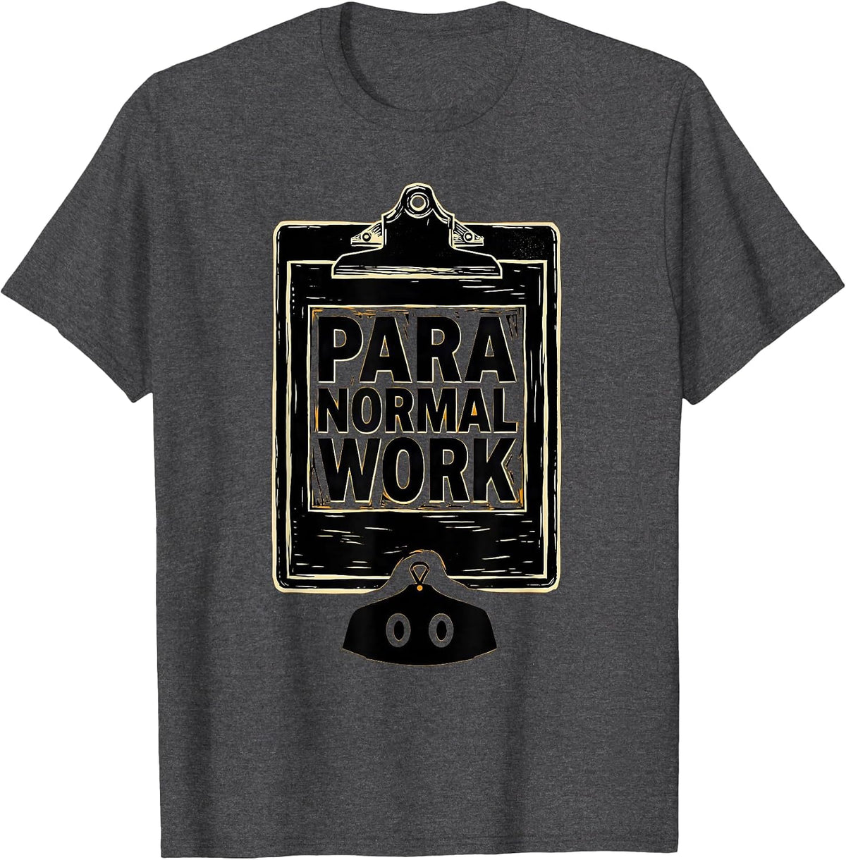 Para Normal Work Linocut Ghost Teacher Aide Halloween Para T-Shirt - Dark Heather Grey