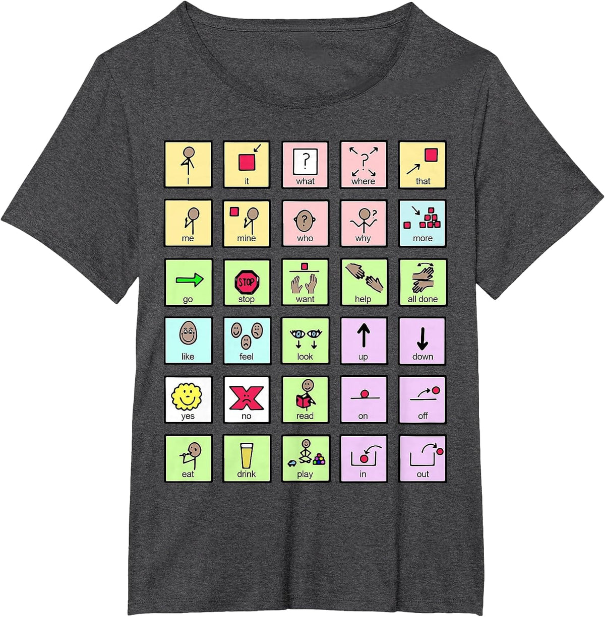 AAC Core Board Speech Pathology Speech Therapist T-Shirt - Dark Heather Grey