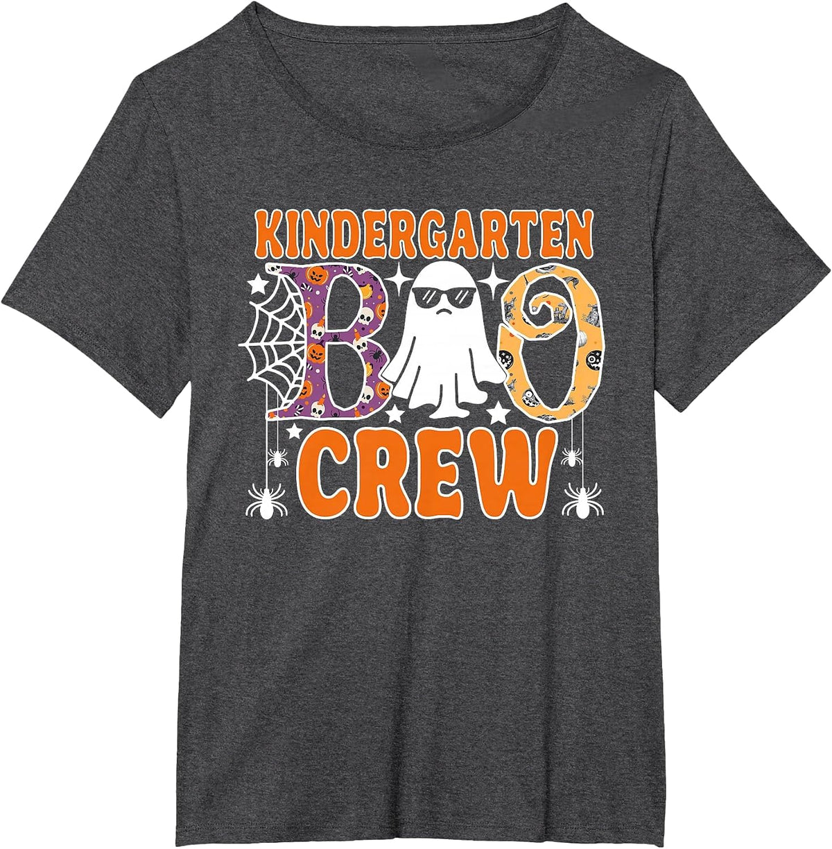 Kindergarten Boo Crew Funny Halloween Teachers Students T-Shirt - Dark Heather Grey
