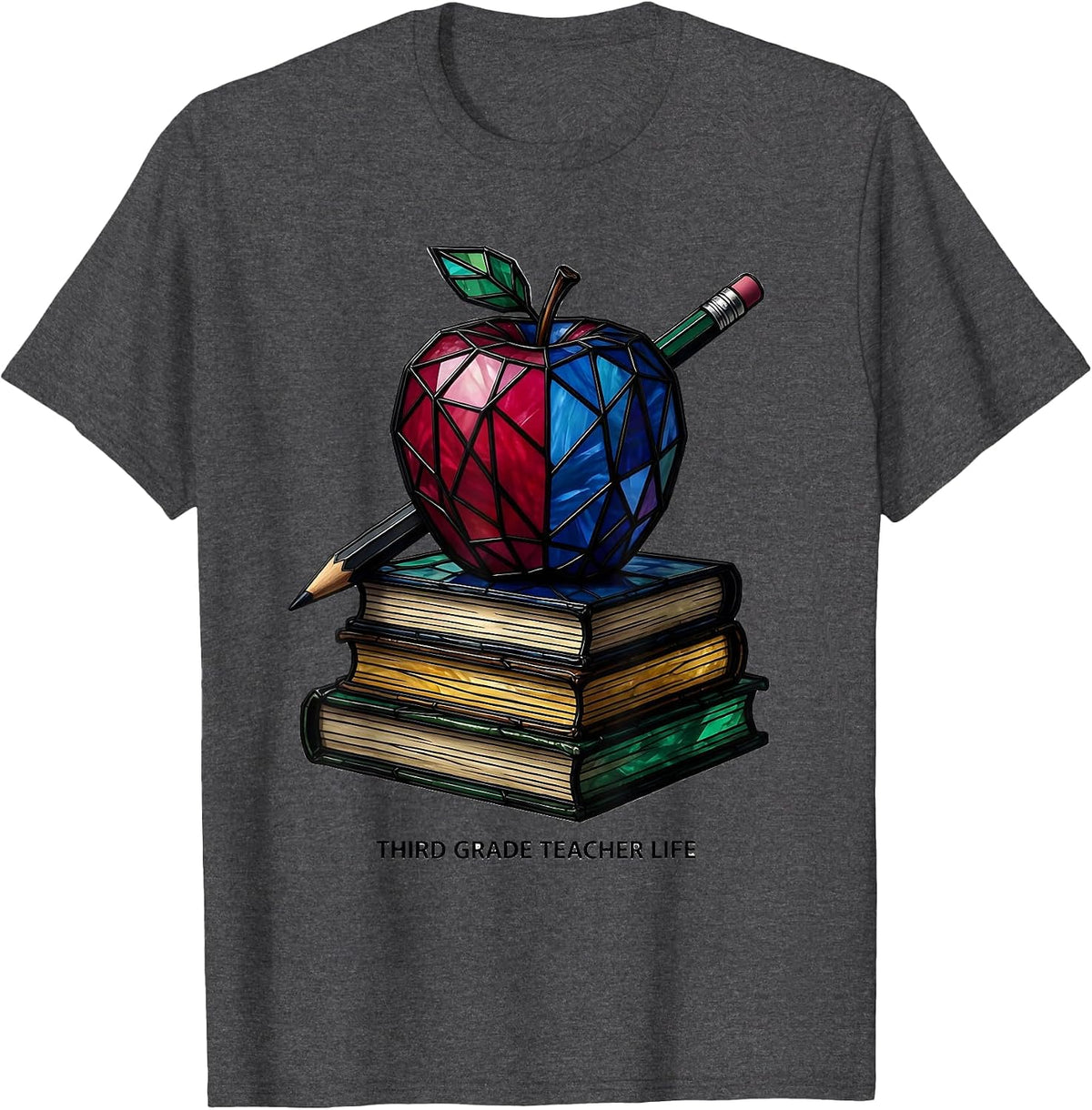 Third Grade Teacher Life Graphic Design T-Shirt - Dark Heather Grey