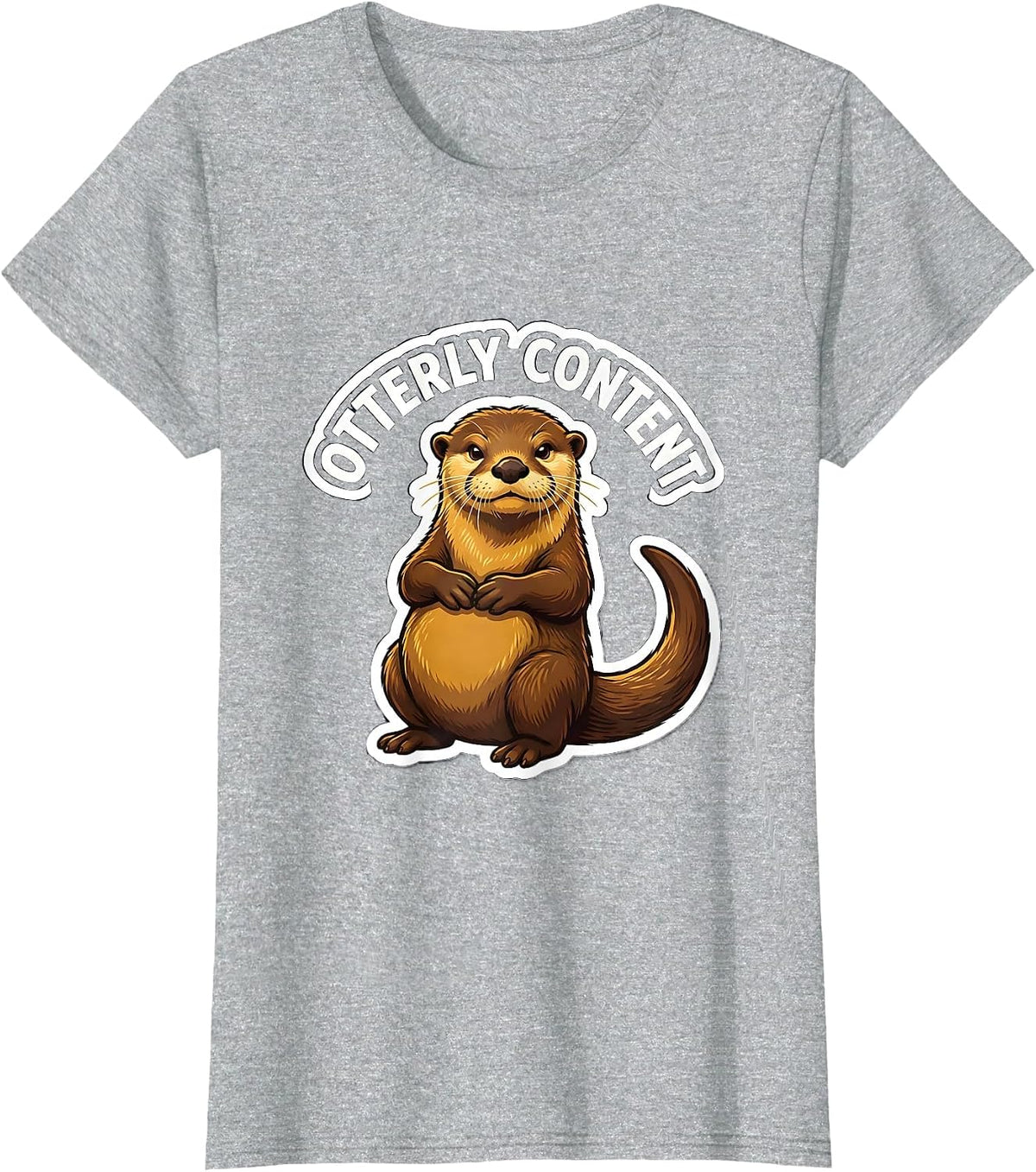 Otterly Content Funny Otter Lover Gift For Kids Teens T-Shirt - Heather Grey