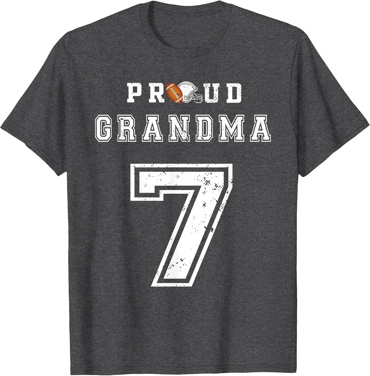 Custom Proud Football Grandma Number 7 Personalized for Men T-Shirt - Dark Heather Grey