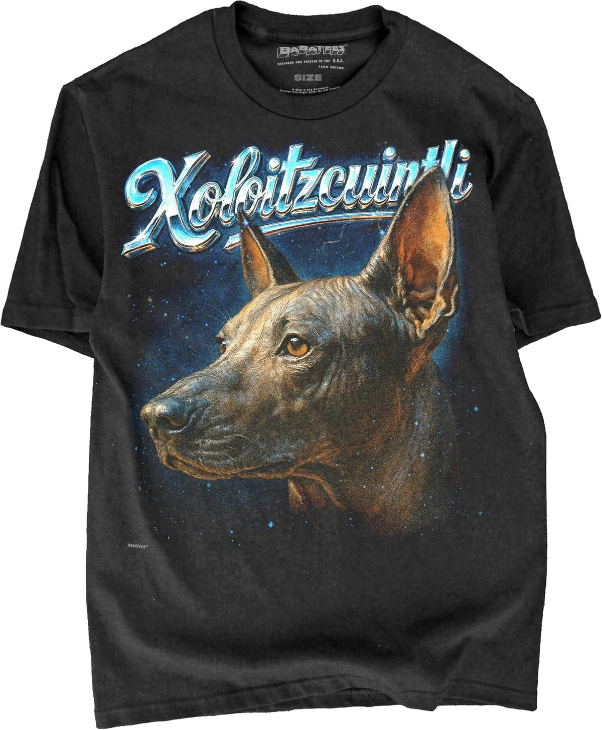 Heavy Metal 80s Animal Black Tshirt - 100% Cotton - for Men & Women - Xoloitzcuintli