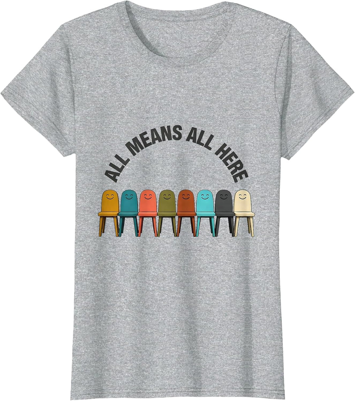 All Means All Here Midcentury Modern Special Education T-Shirt - Heather Grey