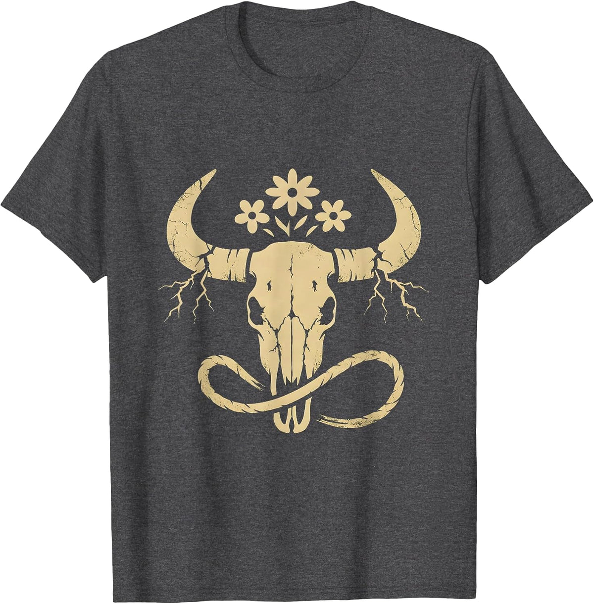 Men's Cowgirl Cracking Whip Lightning Bolt Graphic T-Shirt - Dark Heather Grey