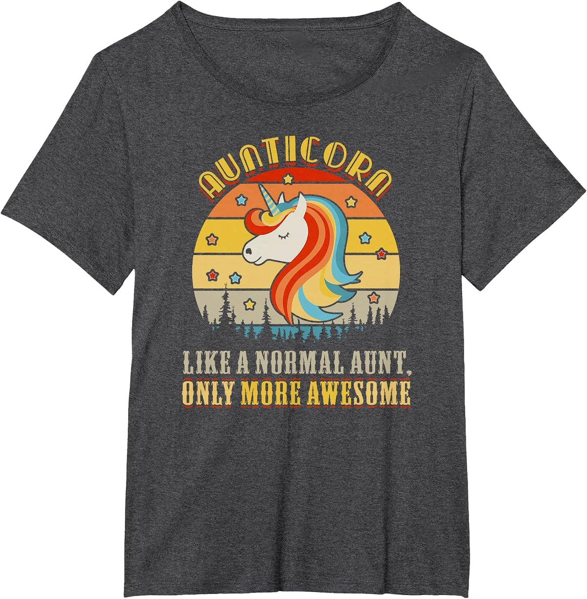 Aunticorn Like Normal Aunt Only More Awesome Auntie Unicorn T-Shirt - Dark Heather Grey