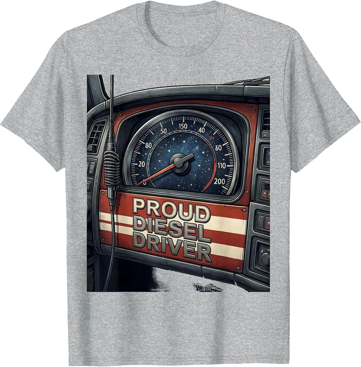 Men's Proud Diesel Driver Patriotic Trucker Semi Truck Driver Gift T-Shirt - Heather Grey