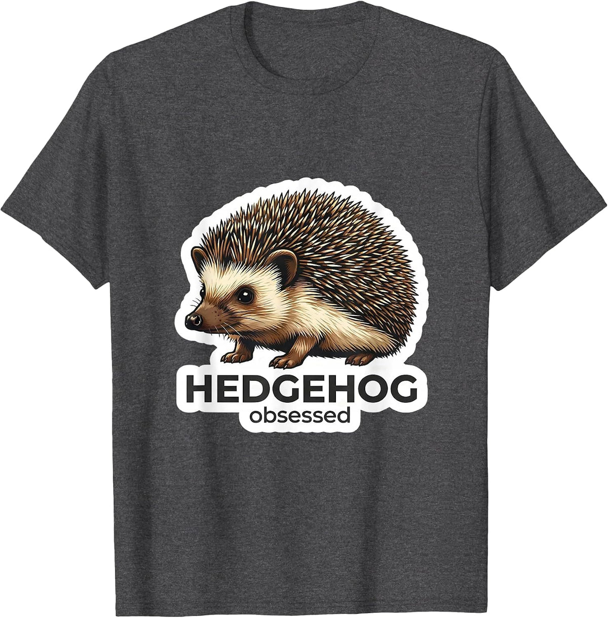 HEDGEHOG obsessed Minimalist Animal Badge Patch Icon Gift T-Shirt - Dark Heather Grey