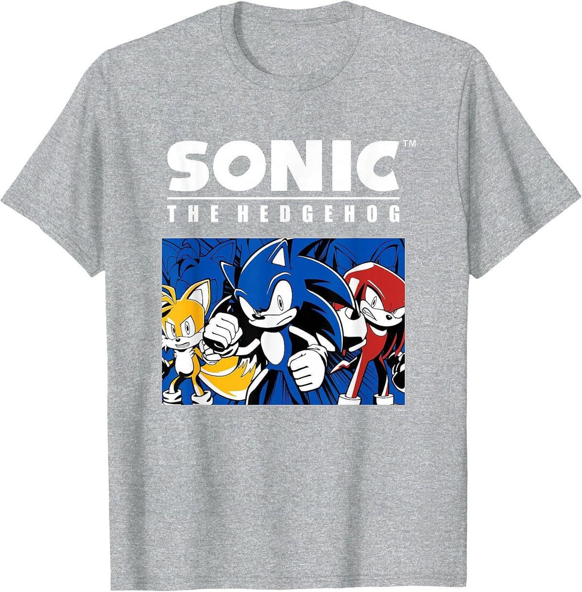 Sonic The Hedgehog Tails Sonic & Knuckles Epic Retro Panel T-Shirt - Heather Grey