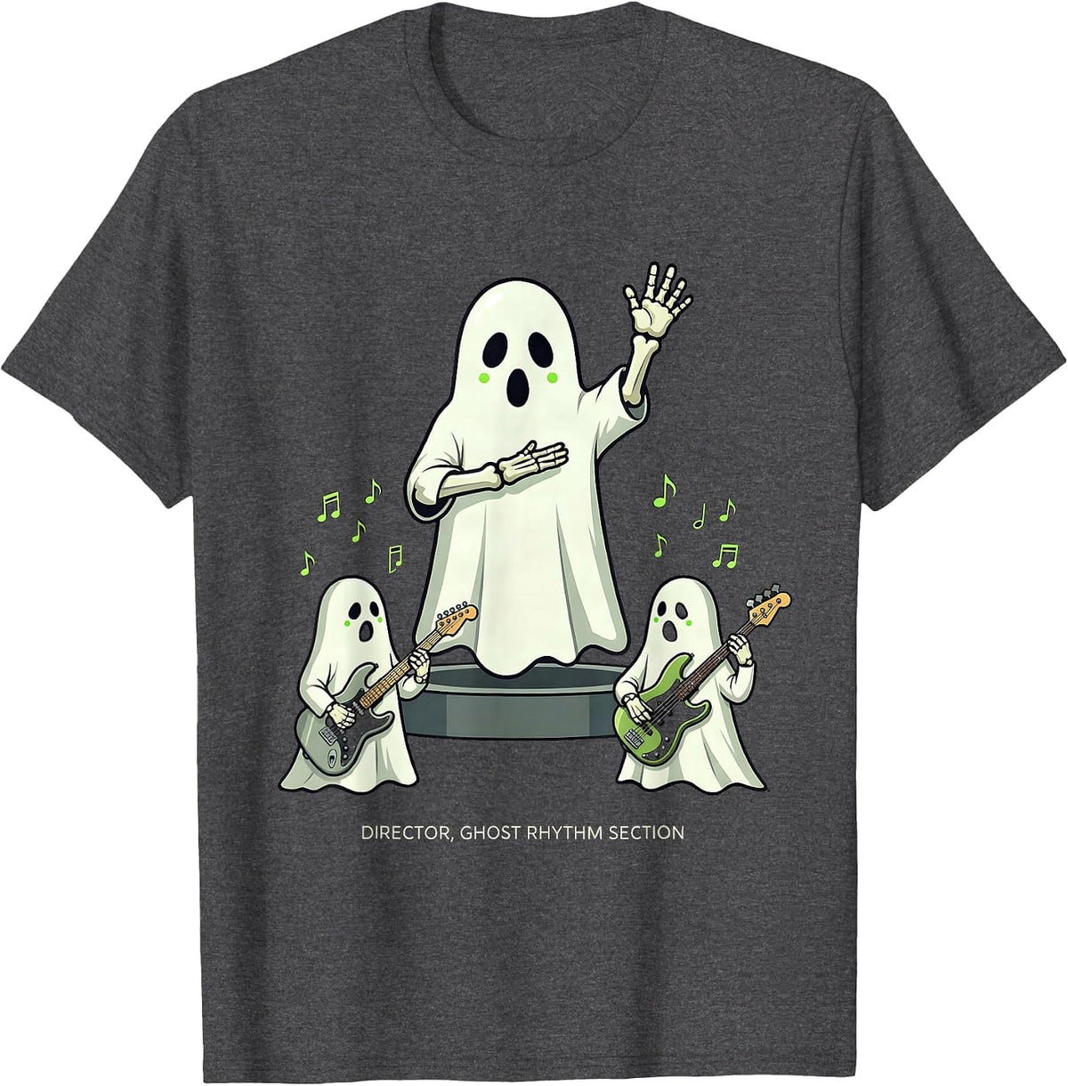 Director Ghost Rhythm Section Funny Music Teacher Halloween T-Shirt - Dark Heather Grey