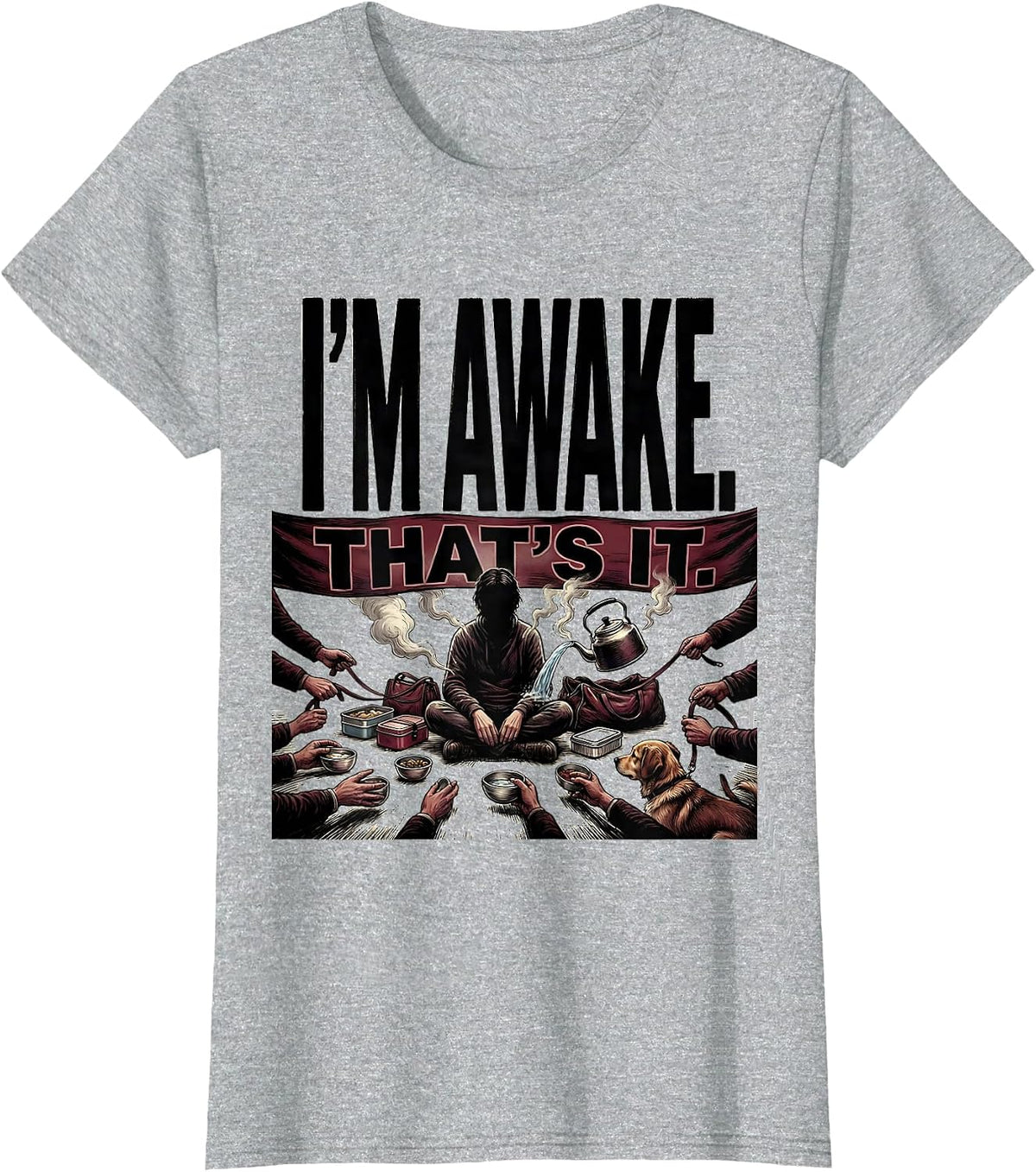 I'm Awake That's It Funny Sarcastic Privacy Humor T-Shirt - Heather Grey