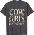 Men's Cowgirls Run This Town Western Design T-Shirt - Dark Heather Grey