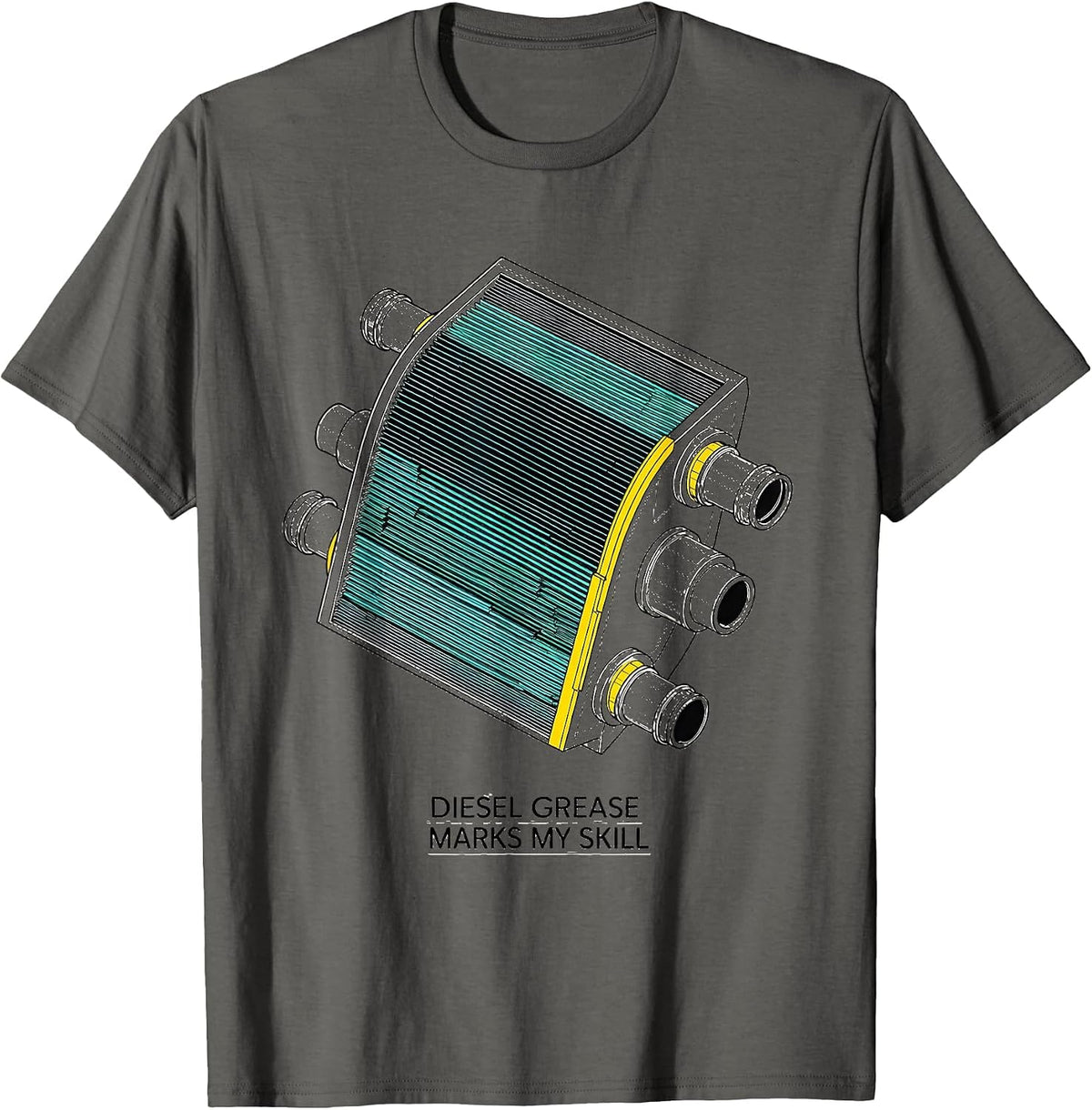 Men's Diesel Grease Marks My Skill Funny Diesel Mechanic Gift T-Shirt - Asphalt Grey