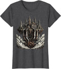 Women's Steampunk Levitating City Giant Steam Pistons T-Shirt - Dark Heather Grey