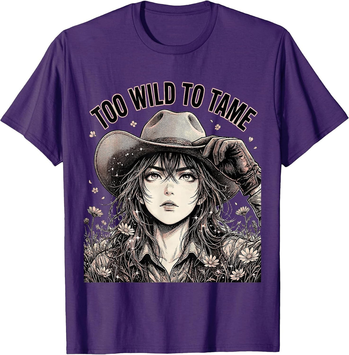 Men's Too Wild To Tame Bold Western Graphic Design T-Shirt - Purple