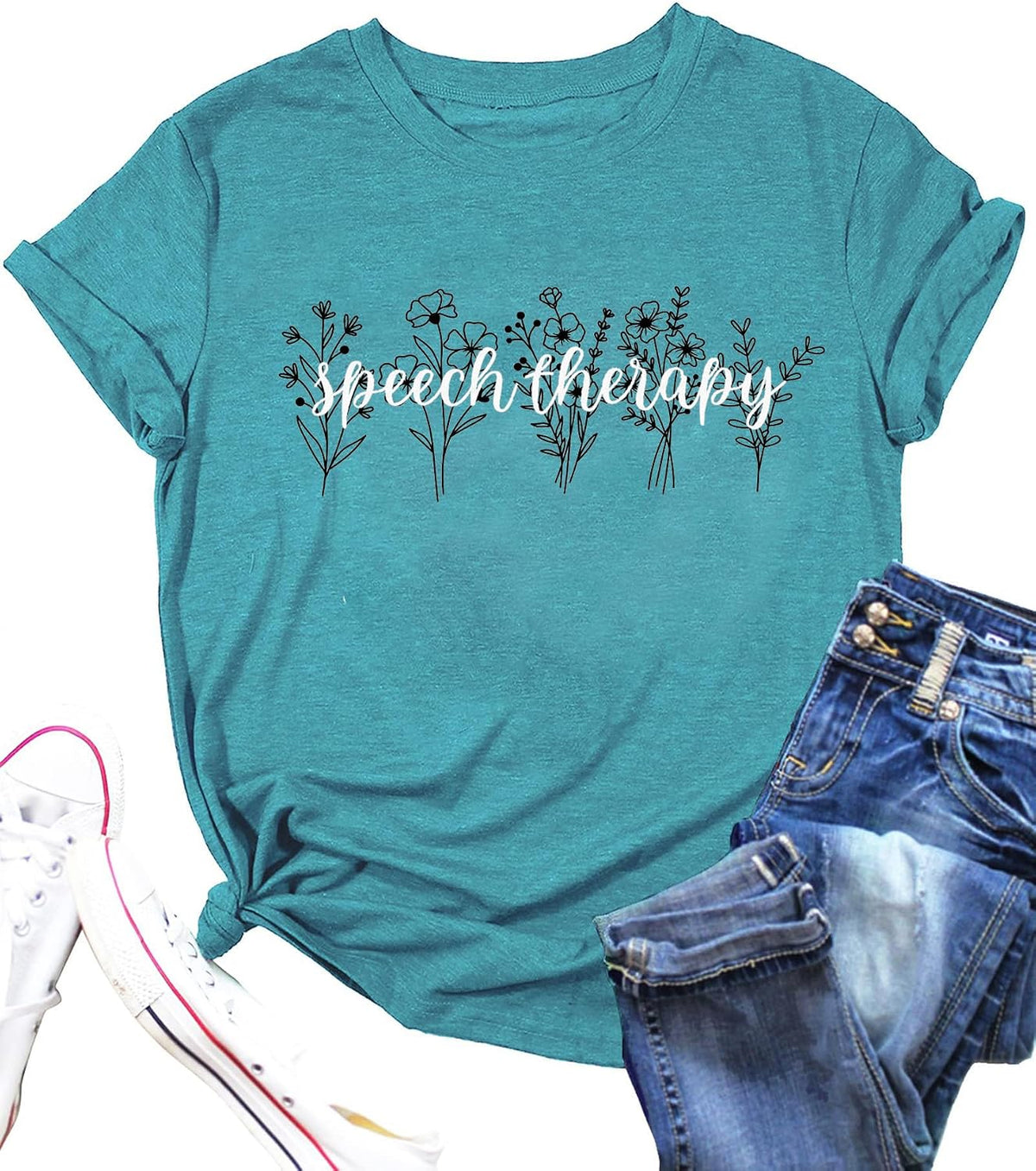 Speech Therapy Shirt for Women Speech Therapist Tee Language Pathologist T-Shirt Special Education Teacher - Cyan