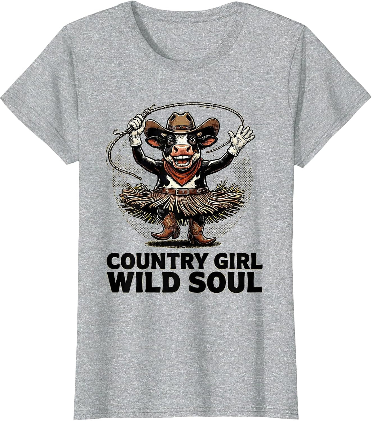 Women's Country Girl Wild Soul Cowgirl Design T-Shirt - Heather Grey
