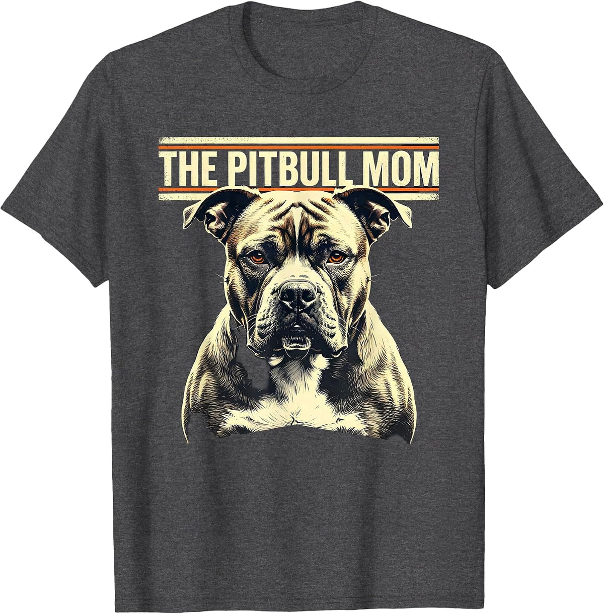 The Pitbull Mom Stencil Ghost Dog Halloween Skeleton T-Shirt - Dark Heather Grey