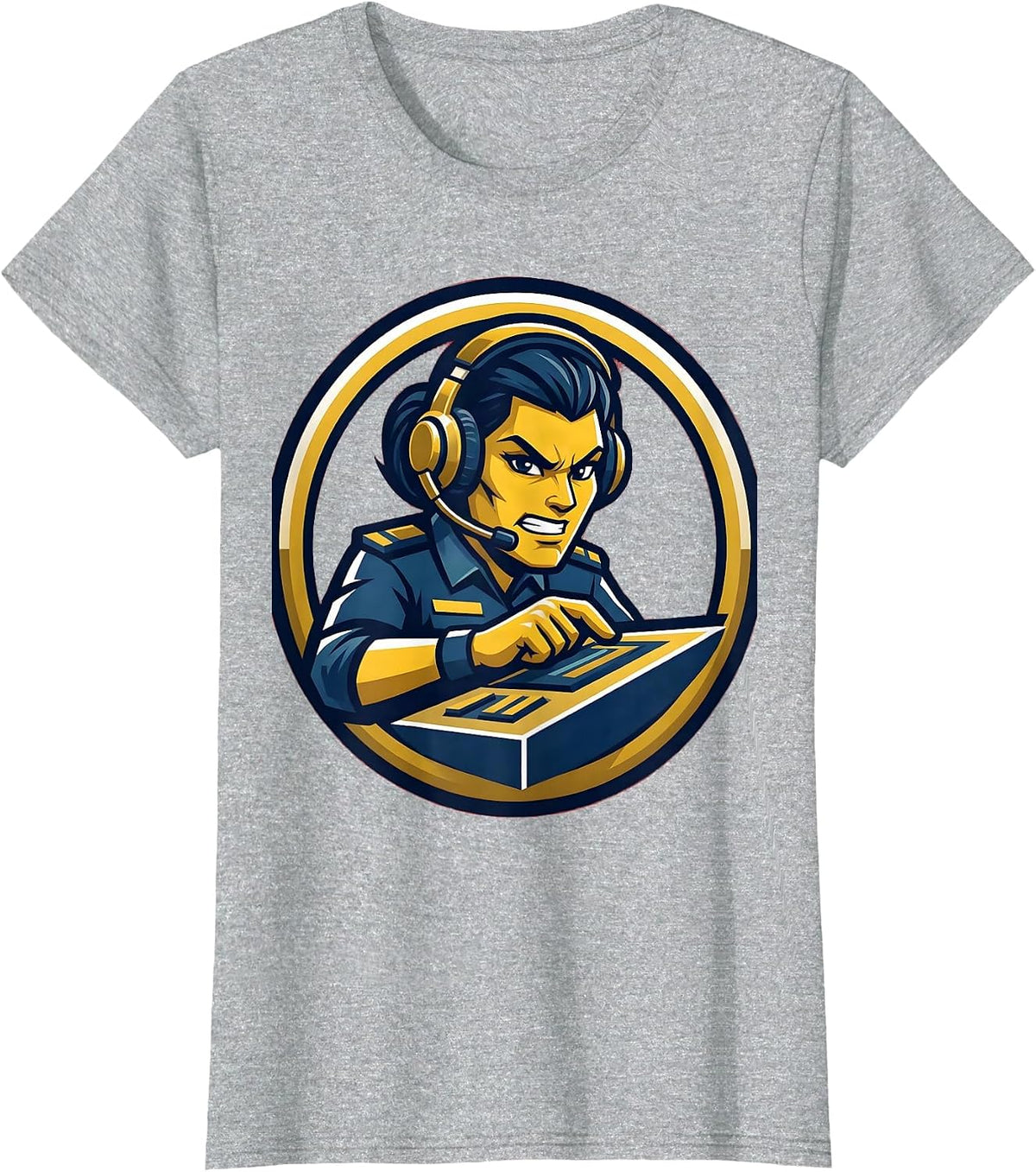 Women's 911 Dispatcher Headset Control Panel Graphic T-Shirt - Heather Grey
