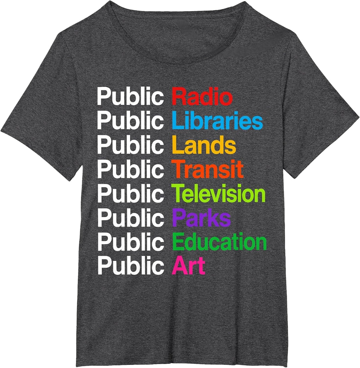 Public Radio Libraries Lands Transit Television Parks T-Shirt - Dark Heather Grey