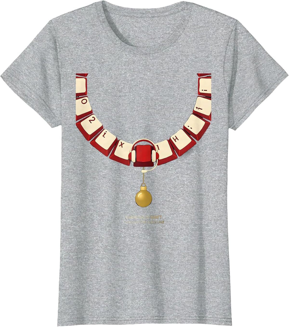 Christmas Shift, I Answer The Gold Line Funny 911 Dispatcher T-Shirt - Heather Grey