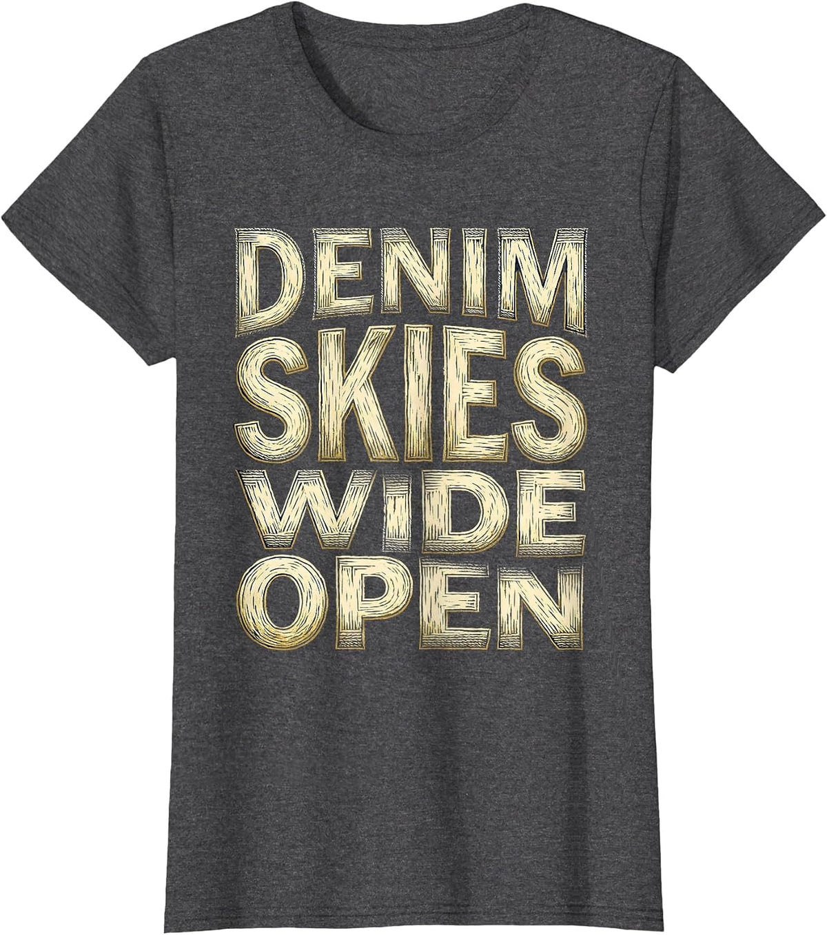 Women's Denim Skies Wide Open Cowgirl Design T-Shirt - Dark Heather Grey