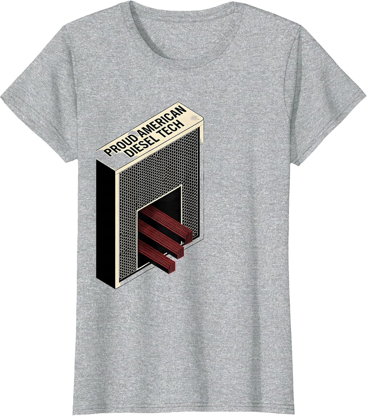 Women's Proud American Diesel Tech Patriotic Diesel Tech Gift T-Shirt - Heather Grey